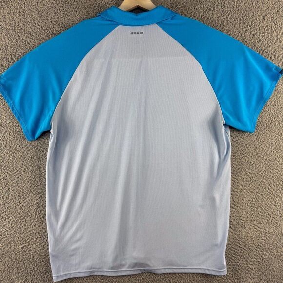 Adidas Golf Polo Shirt Mens XL Blue Gray Areoready Golfer Office Casual Athletic - Picture 7 of 14